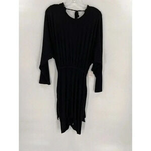 NEW TAGS Free People FP Beach Black Dress Cover Up With Waist Tie Ruching SMALL